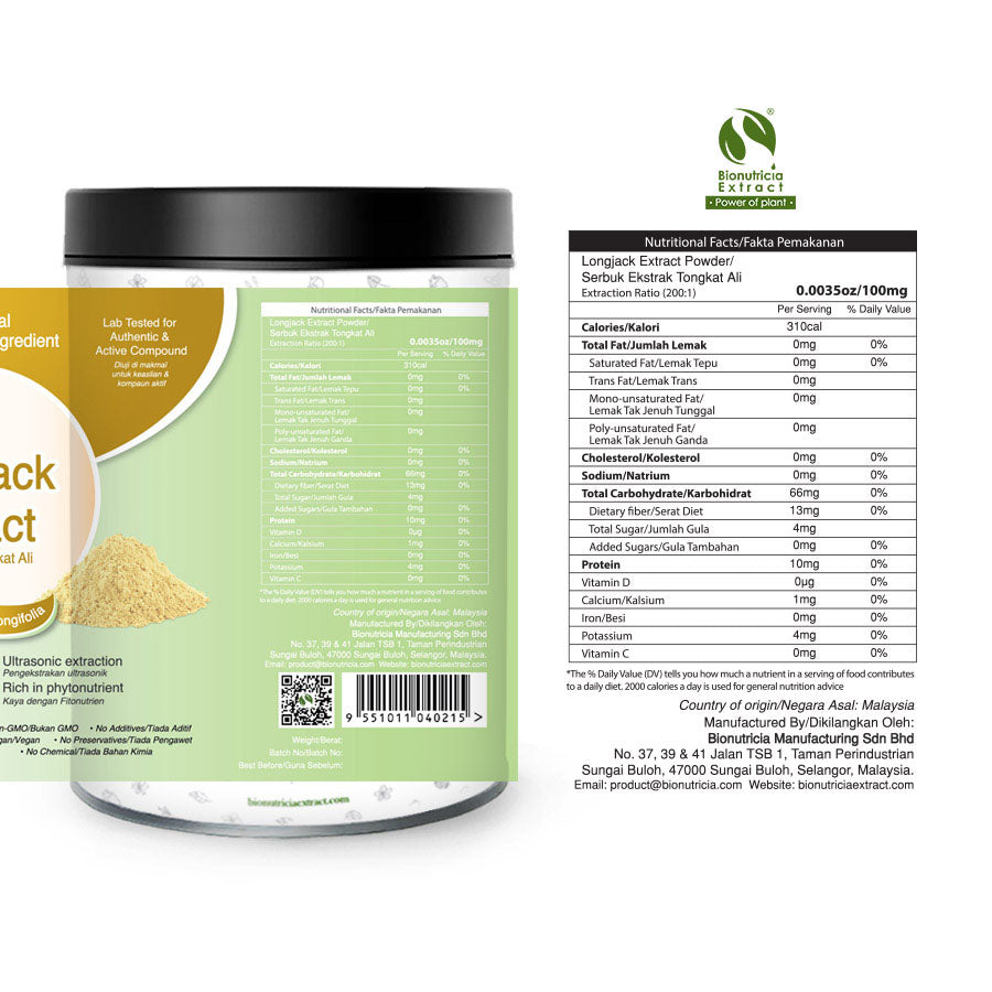 Longjack Standardized Extract Powder 2-3% Eurycomanone 3.5oz